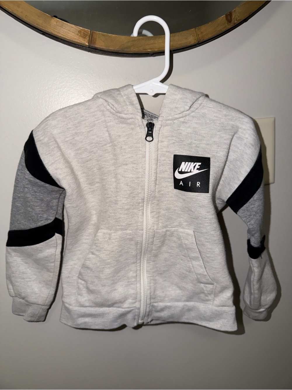 Nike Air Light Gray Zip Hoodie with Black Panels